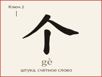 Иероглиф 个 (gè) — штука, универсальное счётное слово