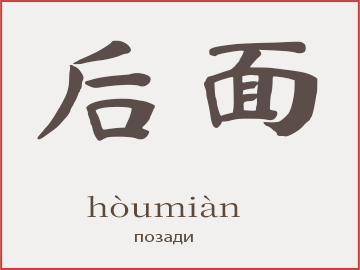 Слово 后面 (hòumiàn) — позади, сзади
