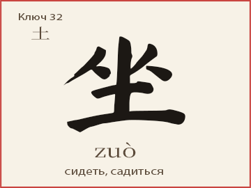 Иероглиф 坐 (zuò) — сидеть